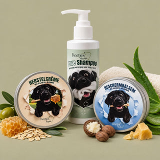 Keetjes Care hondenverzorging pakket met Pure Shampoo, Herstelcrème en Beschermbalsem